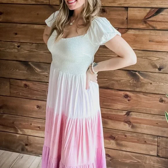 THE CALLIE PINK OMBRE DRESS - Picture 1 of 12